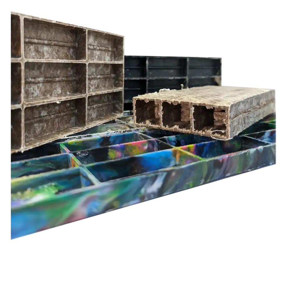 Examples of structured panels and chambered material sections from project material