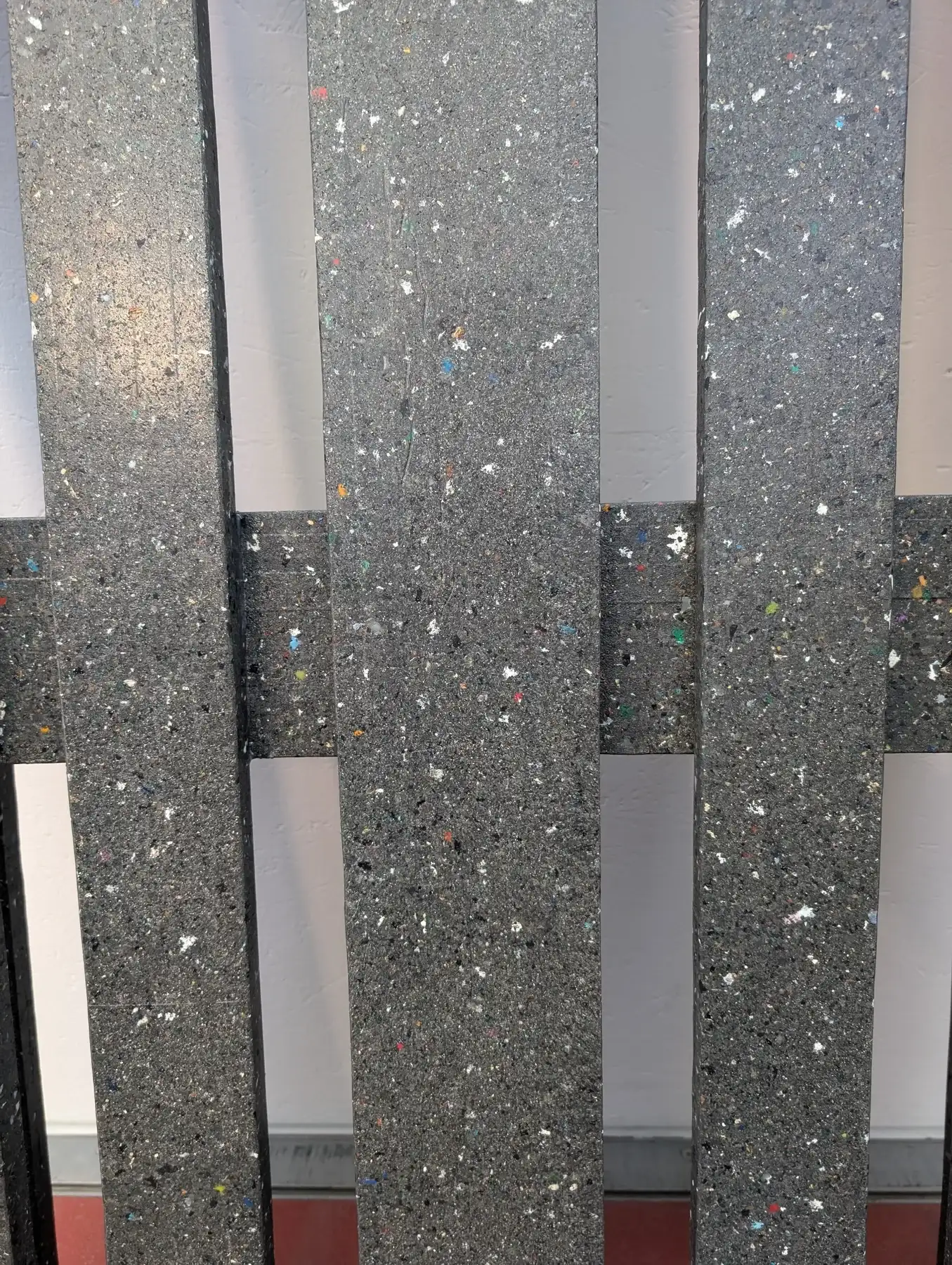 Physical development photograph of pallet surface material and deck openings